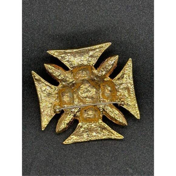 Fabulous Vintage 1980s? Gold And Black Gripoix Maltese Cross Classic Statement B - Picture 4 of 4